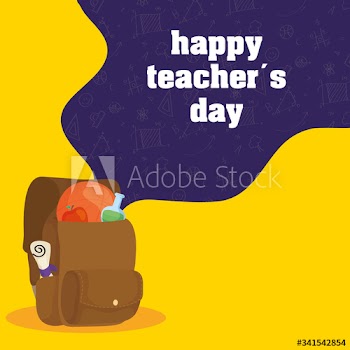 happy teachers day celebration with schoolbag