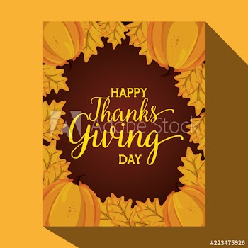 happy thanks giving card with pumpkin