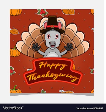 happy thanksgiving card with cute donkey