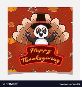 happy thanksgiving card with cute panda character