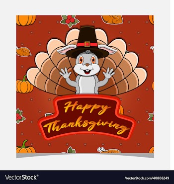 happy thanksgiving card with cute rabbit