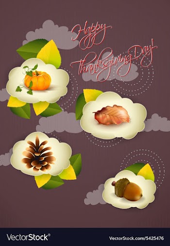 Happy thanksgiving day with clouds vector image