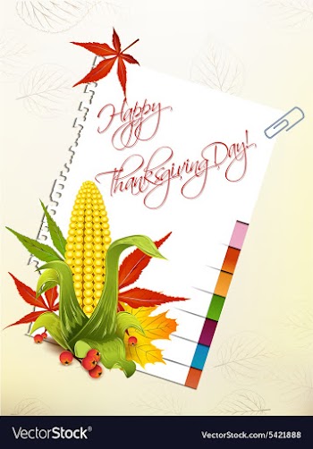 Happy thanksgiving day with corn and sticker vector image