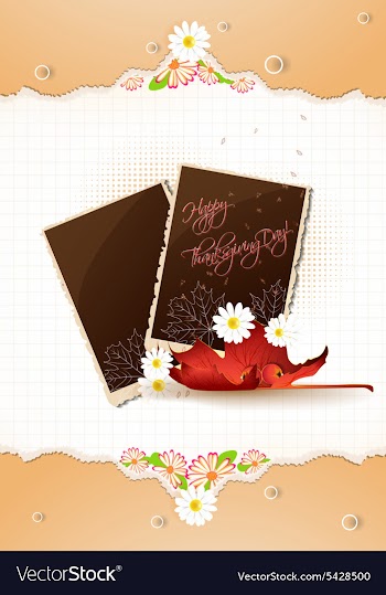 Happy thanksgiving day with photo frame vector image