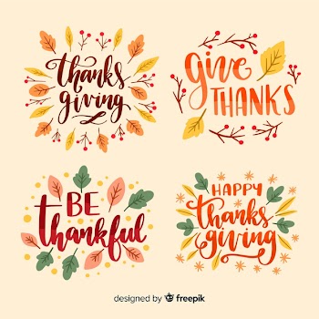 Happy thanksgiving lettering badges collection Free Vector