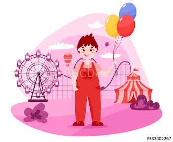 Happy toddler in amusement park