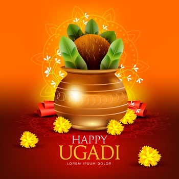 Happy ugadi realistic design Free Vector