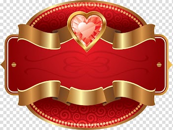 Happy Valentine Set , red and gold ribbon transparent background PNG clipart