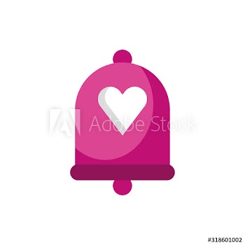 happy valentines day bell with heart icon