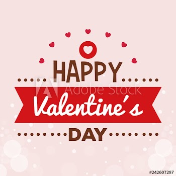 happy valentines day card with ribbon