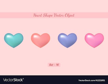 happy valentines day colorful heart object set