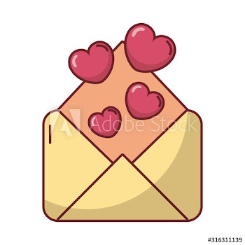 happy valentines day envelope with heart