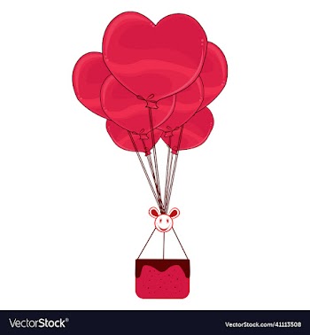 happy valentines day flying hearthot air balloon