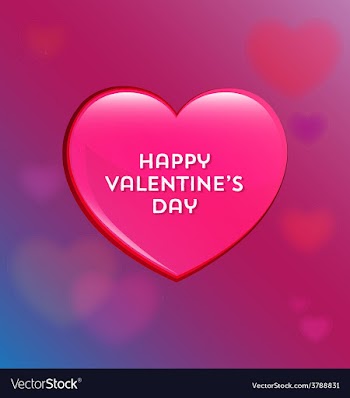 Happy valentines day glossy heart icon vector image