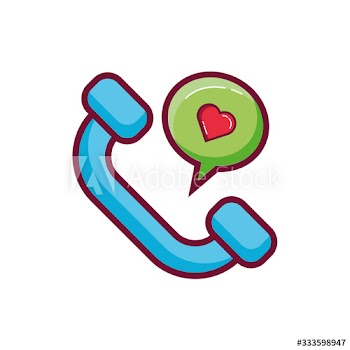 happy valentines day heart with telephone line and fill style