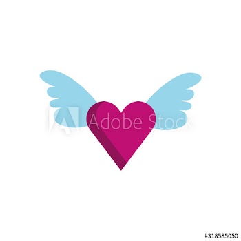 happy valentines day heart with wings