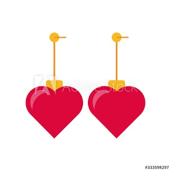 happy valentines day hearts earrings flat style