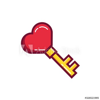 happy valentines day key door with heart line and fill style