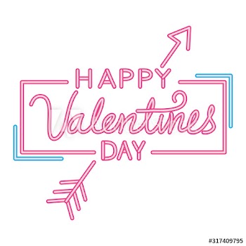 happy valentines day lettering with arrow design