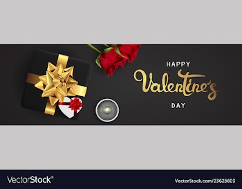 Happy valentines day realistic horizontal banner vector image