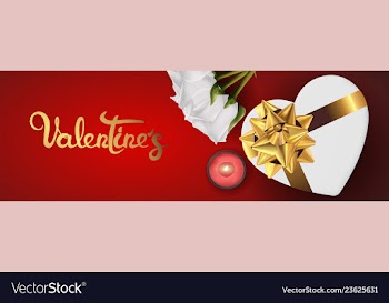 Happy valentines day realistic horizontal banner vector image