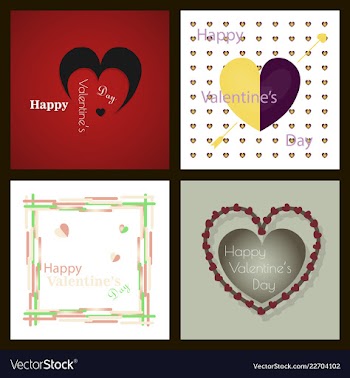 Happy valentines day typography design with paper vector image