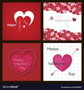 Happy valentines day typography design with paper vector image