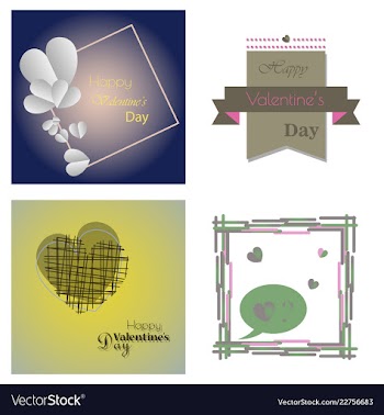 Happy valentines day typography design with paper vector image