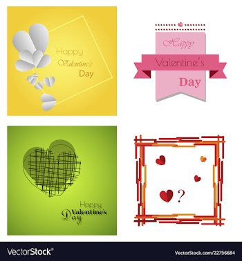 Happy valentines day typography design with paper vector image