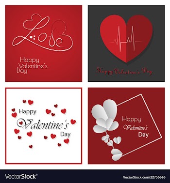 Happy valentines day typography design with paper vector image
