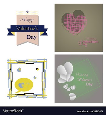 Happy valentines day typography design with paper vector image