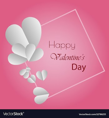Happy valentines day typography design with paper vector image