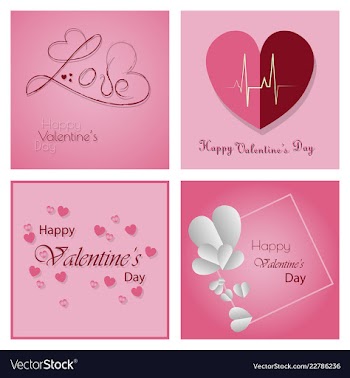 Happy valentines day typography design with paper vector image