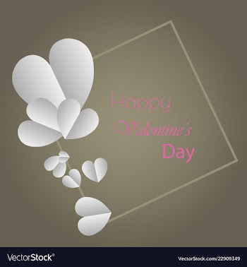 Happy valentines day typography design with paper vector image