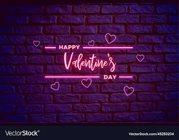 happy valentines day with glowing letters