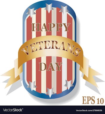 Happy veterans day sign and badge vector image