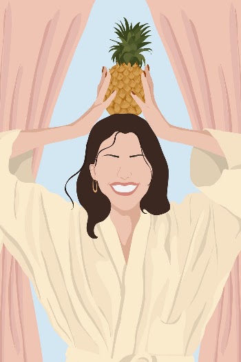 Happy woman background with pineapple, | Free Photo Illustration - rawpixel