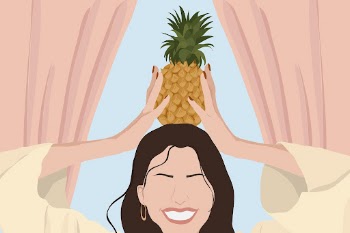 Happy woman background with pineapple, | Free Photo Illustration - rawpixel