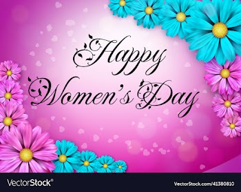 happy womens day with flower design on pink