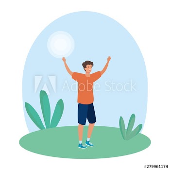 happy young man celebrating in the landscape