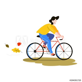 Happy young man ride bicycle side view