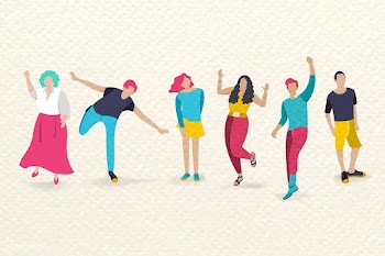 Happy young teens | Free stock vector - 1179622