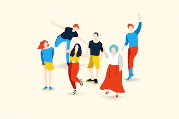 Happy young teens | Free stock vector - 1179683