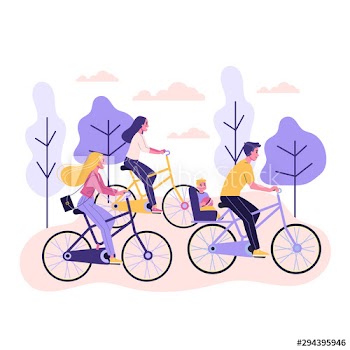 Happy young woman ride bicycle