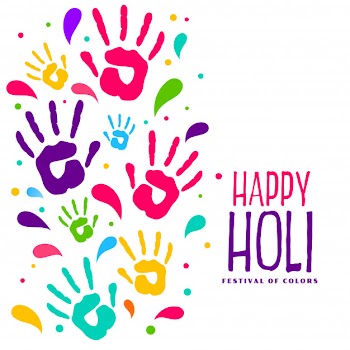 Hapy holi colorful hand prints background Free Vector