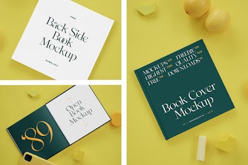 Hard Cover Book on Desk Mockups