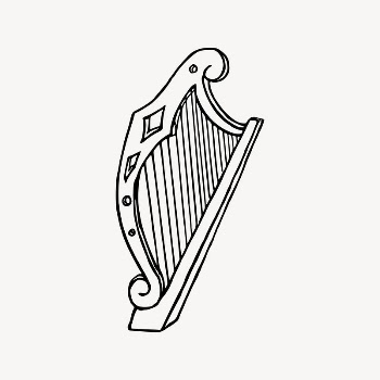 Harp collage element, musical instrument | Free Vector Illustration - rawpixel