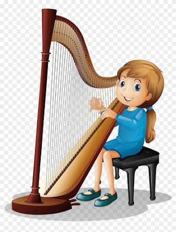 Harp Royalty-free Clip Art - Girls Playing Instruments Artwork