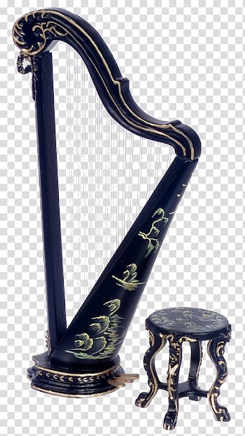 Harp Seven-string guitar Musical instrument, Black Harp transparent background PNG clipart