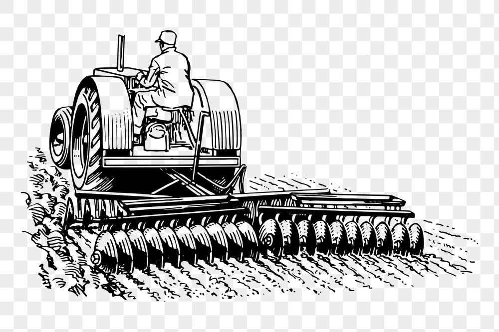 Harrow tractor png sticker, vintage | Free PNG - rawpixel